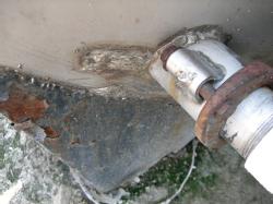 TCC tank 11 outlet weld close up